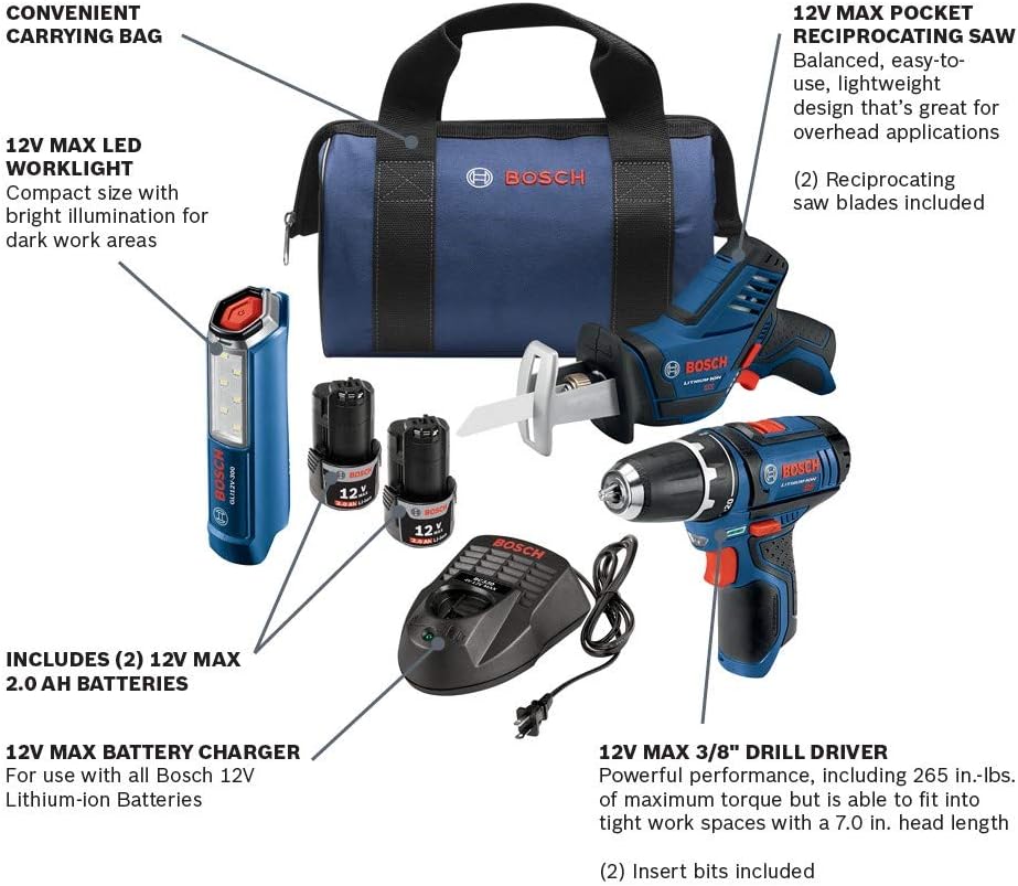 12V Max 3-Tool Combo Kit with Drill/Driver, Reciprocating Saw and LED Worklight Z39492