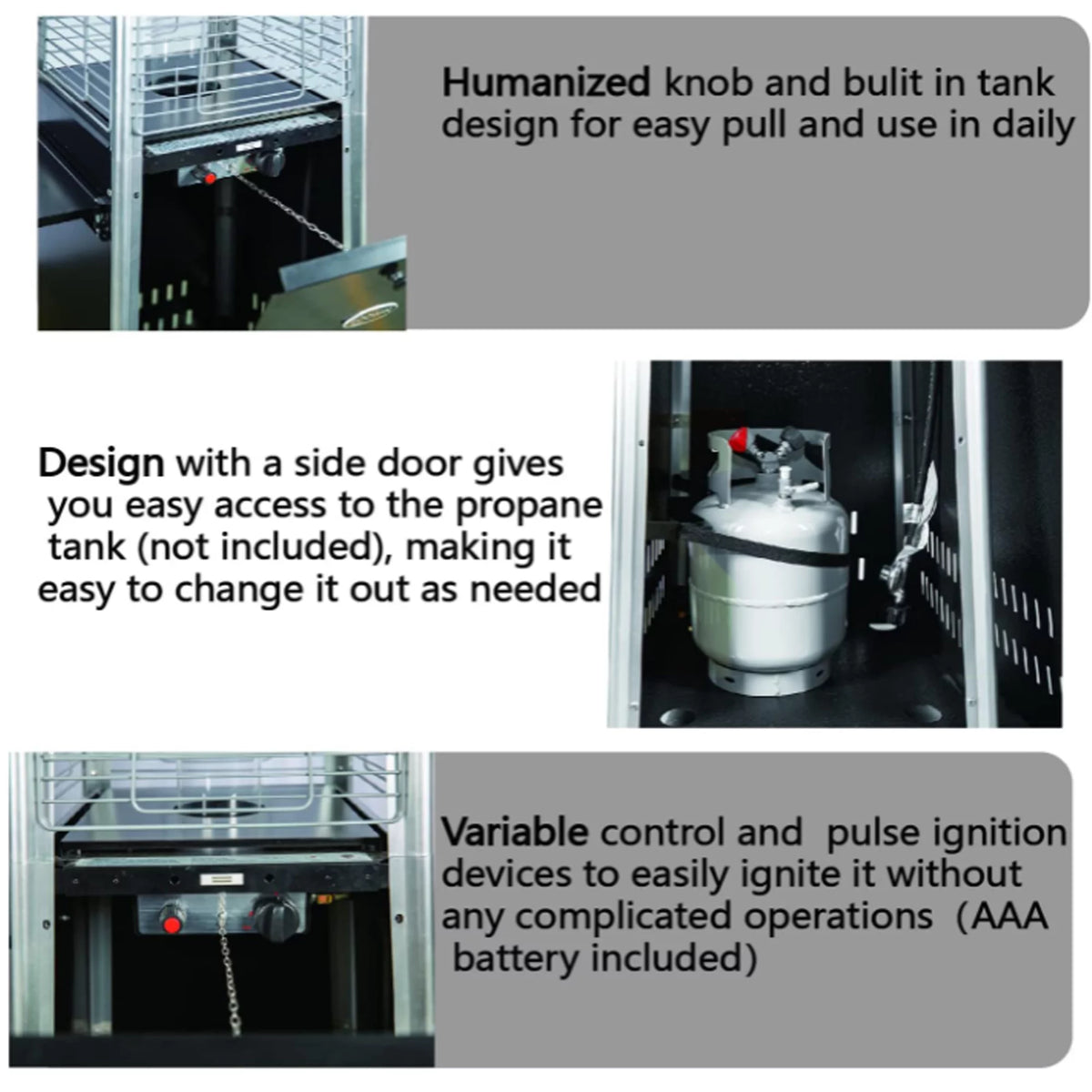 48,000 Btu Black Propane Patio Heater with Cover C3002