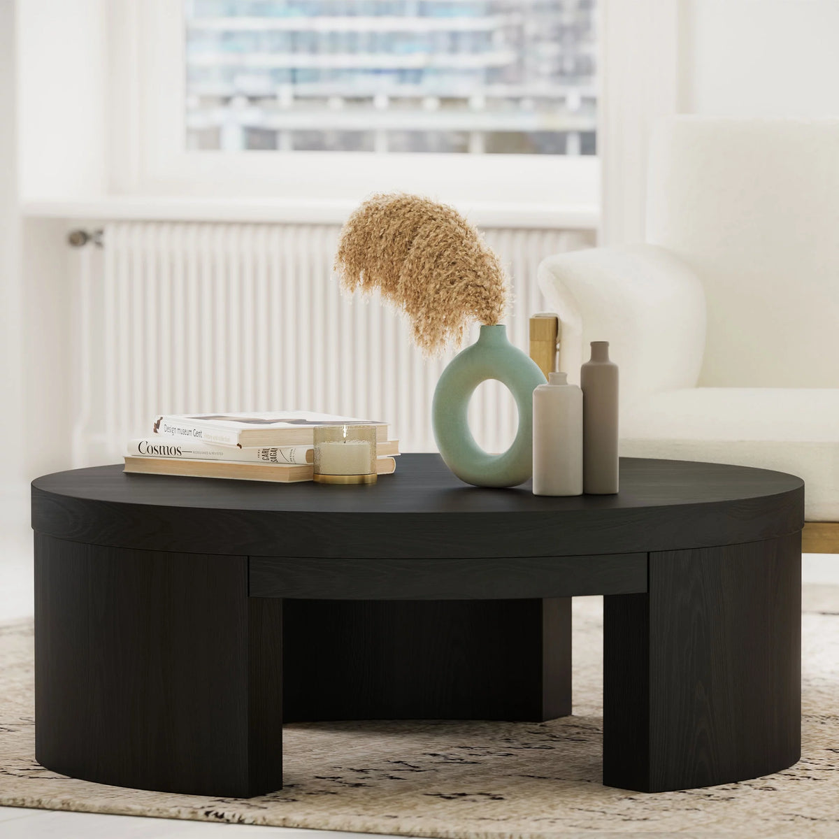 Round Black Coffee Table H476