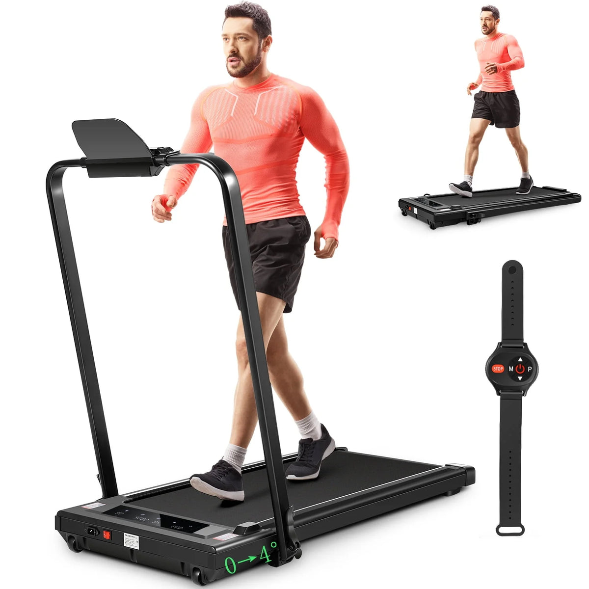 Folding Treadmill 300 Weight Capacity with Remote Control T7980