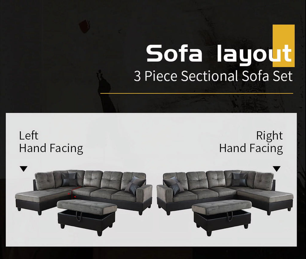 Microfiber Faux Leather Sofa Set with Ottoman R288