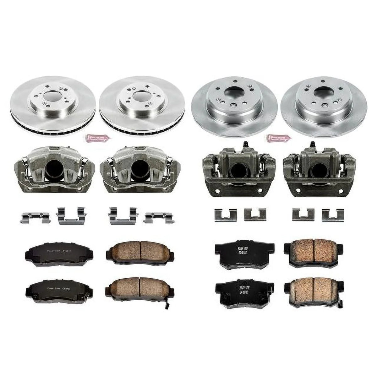 Front and Rear Brake Pad and Rotor Kit with Calipers A455002