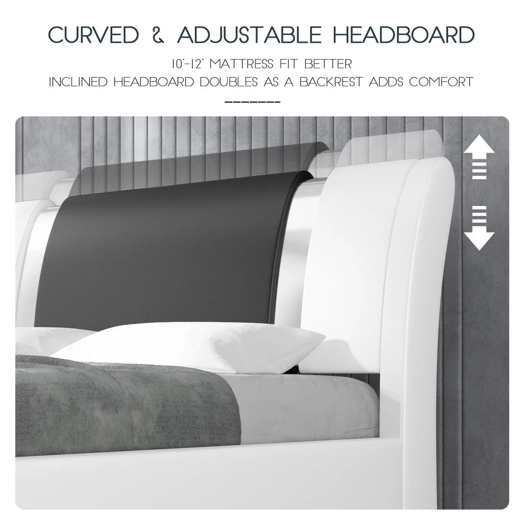 King Size Bed Frame with Adjustable Headboard Y89450