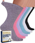 Ribbed Knit Bamboo Viscose 6 Pairs Crew Diabetic Socks P114