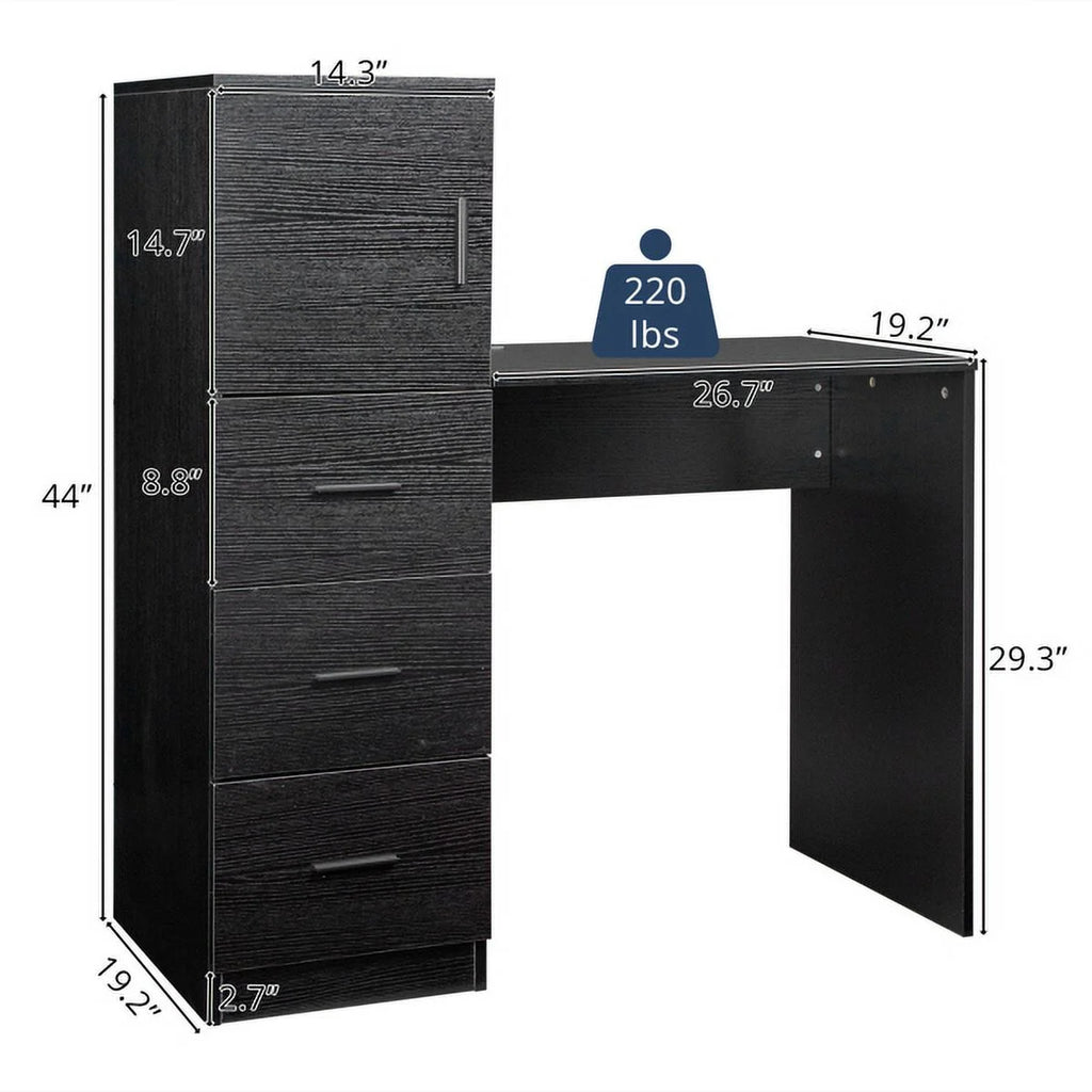 Black Computer Desk with 3 Storage Drawers S2678