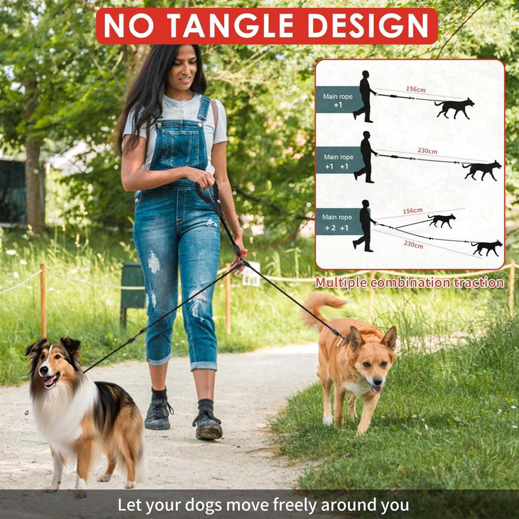 Heavy Duty 3 Way No Tangle Dog Leash with Padded Handle B5293