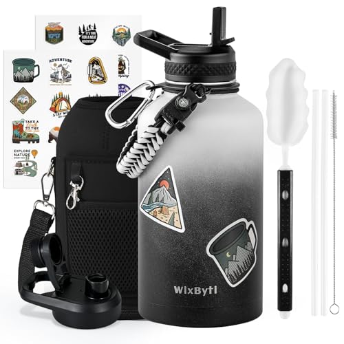 64 oz Insulated Stainless Steel Water Bottle with Straw G823708