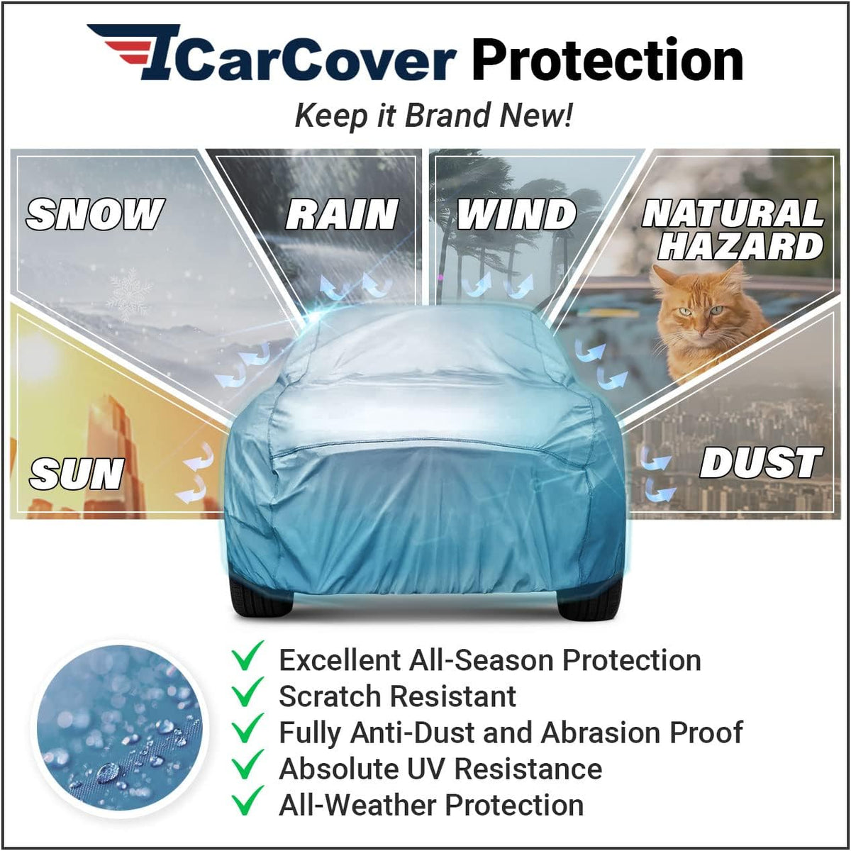 Waterproof All Weather Car Cover with Straps F166591