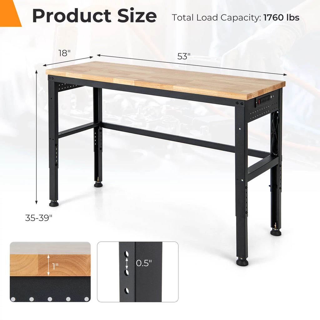 Adjustable Height Workbench with Power Outlets X96807