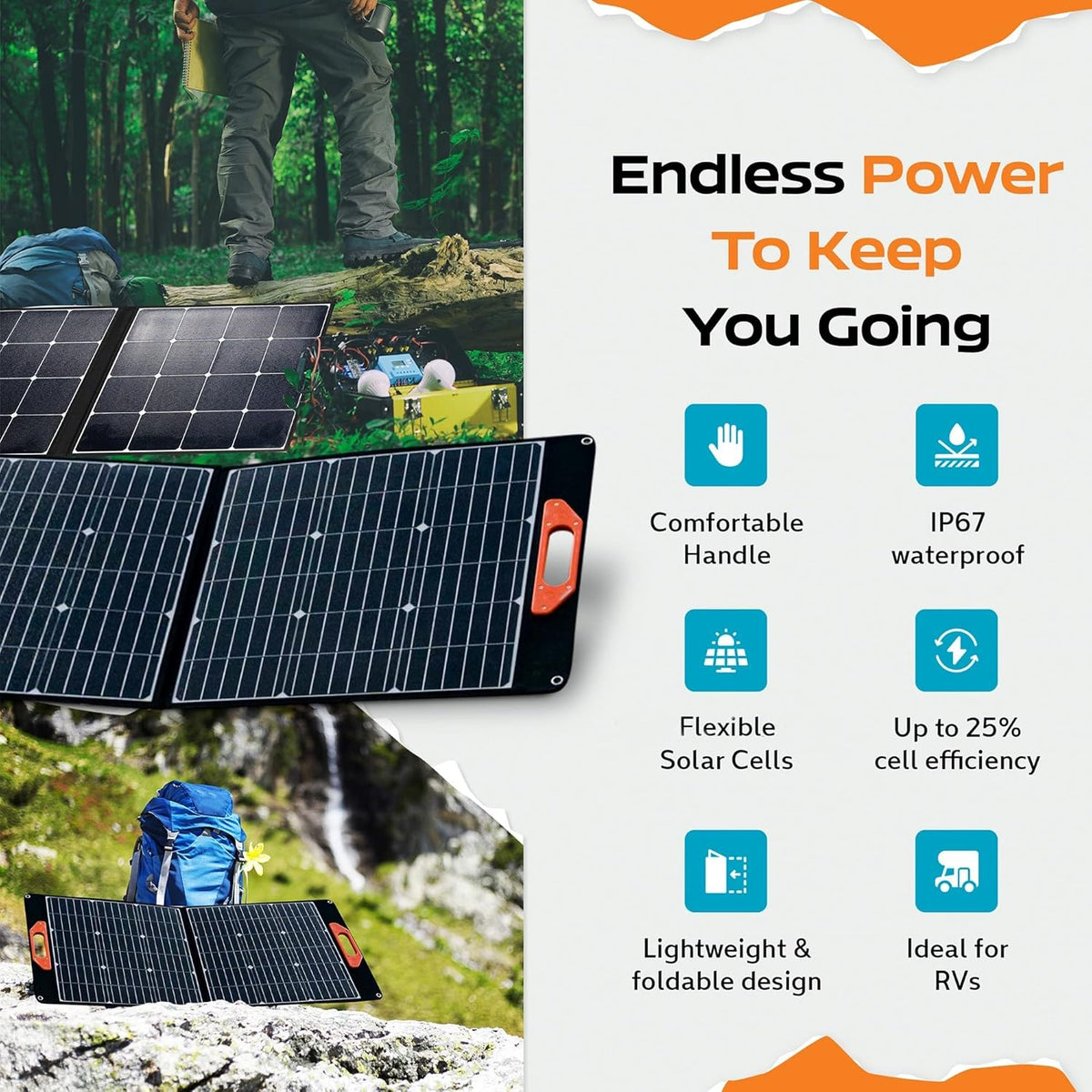 100 Watt 18 Volt Portable Foldable Solar Panel J169829