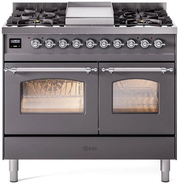 40 Dual Fuel Natural Gas Range Matte Graphite Chrome Trim F154569