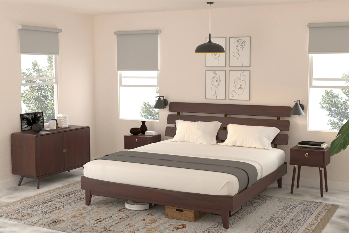 Queen Adjustable Headboard Solid Wood Bed Frame O4601