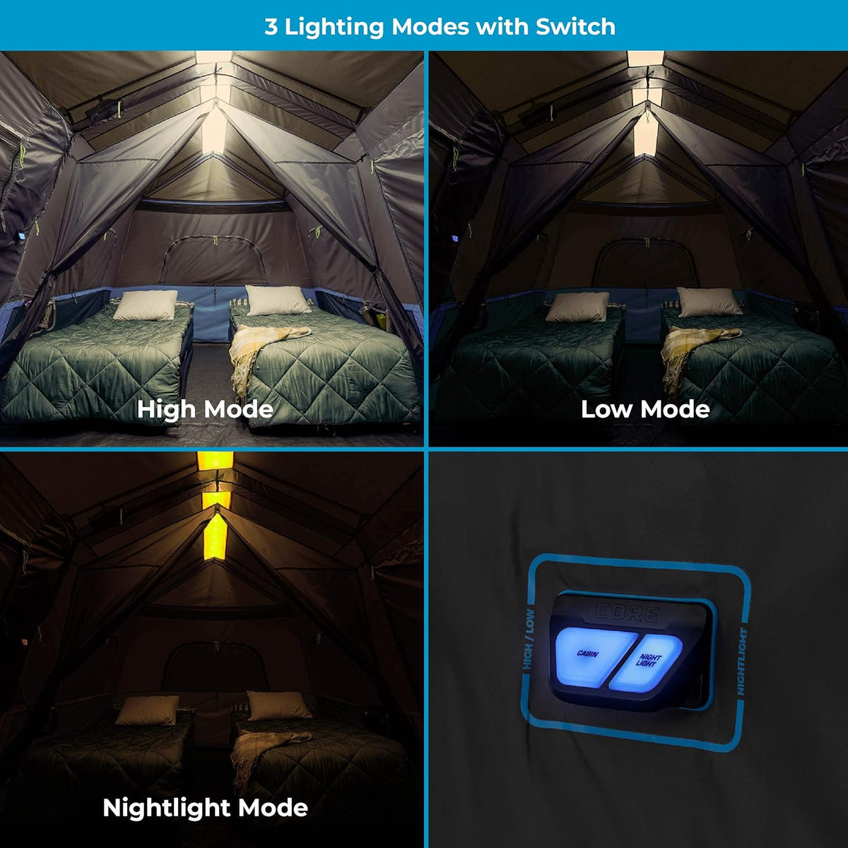 6 9 10 12 Person Lighted Instant Cabin Tents Q74524
