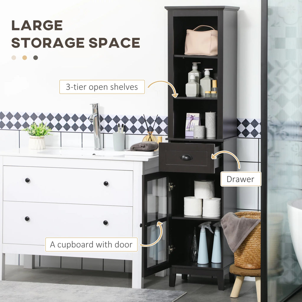 Slim Bathroom Storage Cabinet with Door & Shelves H71819