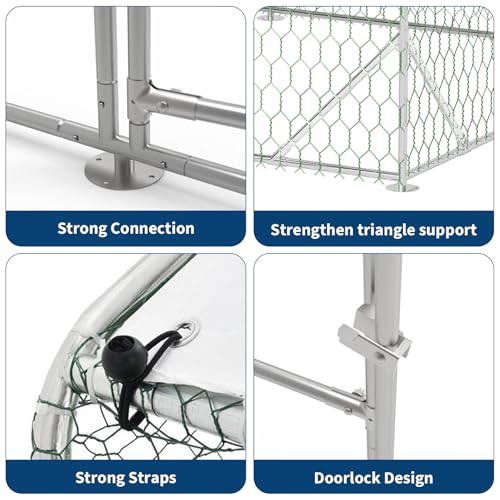 Heavy Duty Walk-in Chicken Coop Metal Poultry Cage with Waterproof UV Cover M318