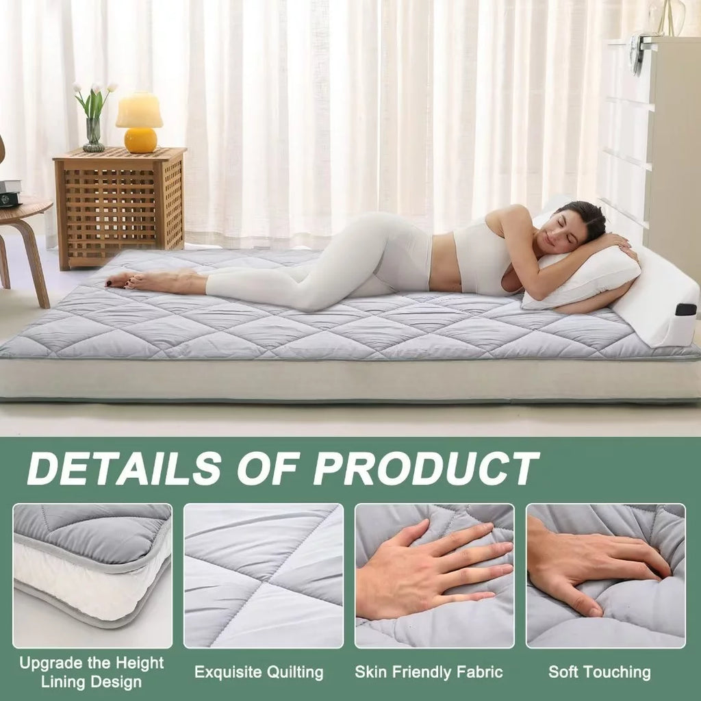 Japanese Floor Mattress Futon Mattress, Foldable Roll Up Mattress, Coffee, Full Size X548