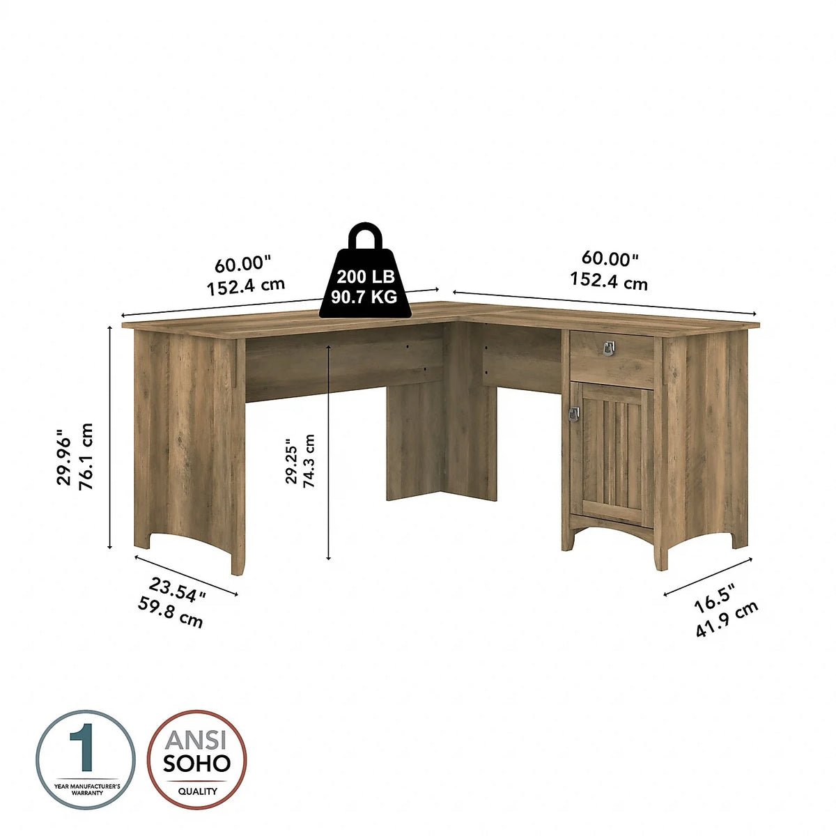 60" L Shaped Desk with Storage I7463