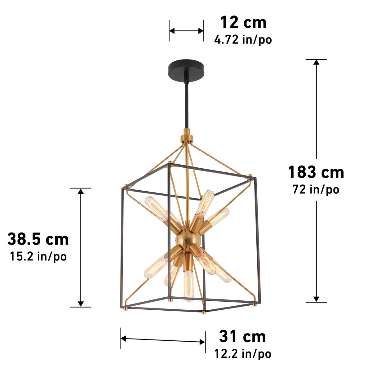9-light Pendant Black & Gold P69841