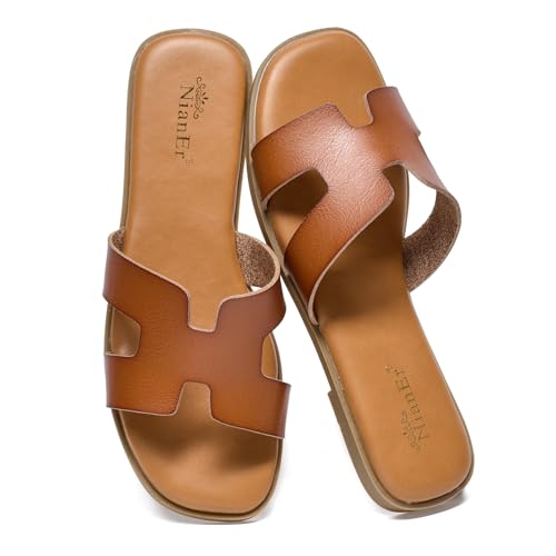 Microfiber Leather Comfort Foam Slip On Flat Sandals L32057
