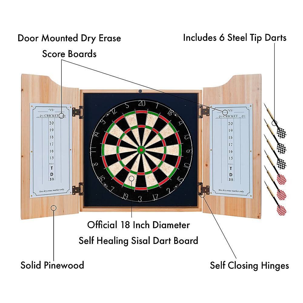 Dart Cabinet Set with Darts and Board S61210