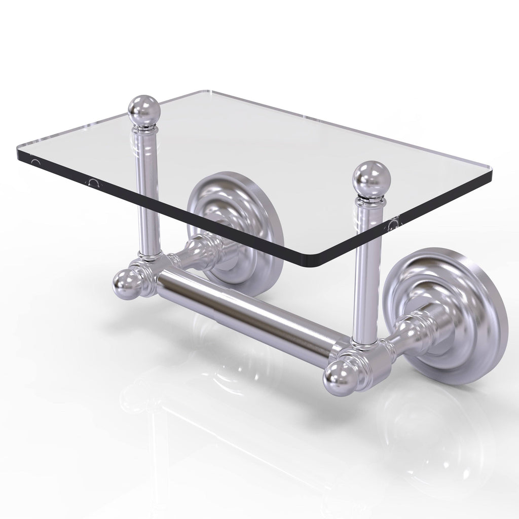 Brushed Bronze Toilet Tissue Holder with Glass Shelf Q7462