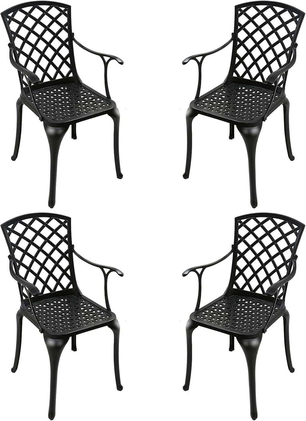 Black Set of 2 Cast Aluminum Outdoor Dining Chairs M655