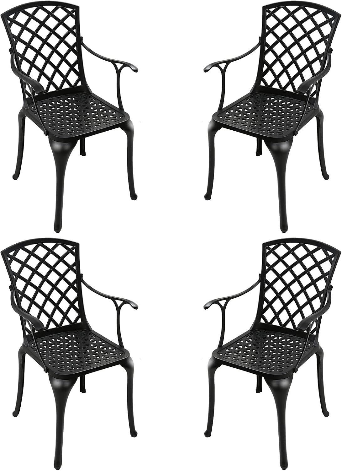 Black Set of 2 Cast Aluminum Outdoor Dining Chairs M655