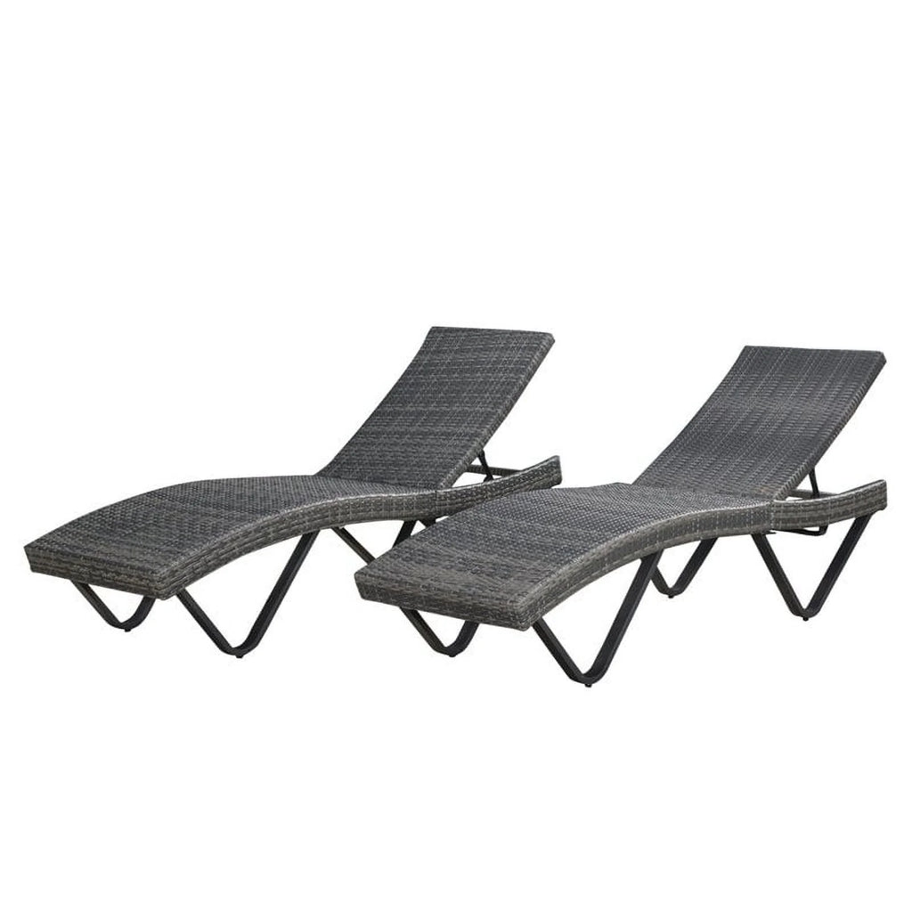 Gray Chaise Lounge Set of 2 D7614