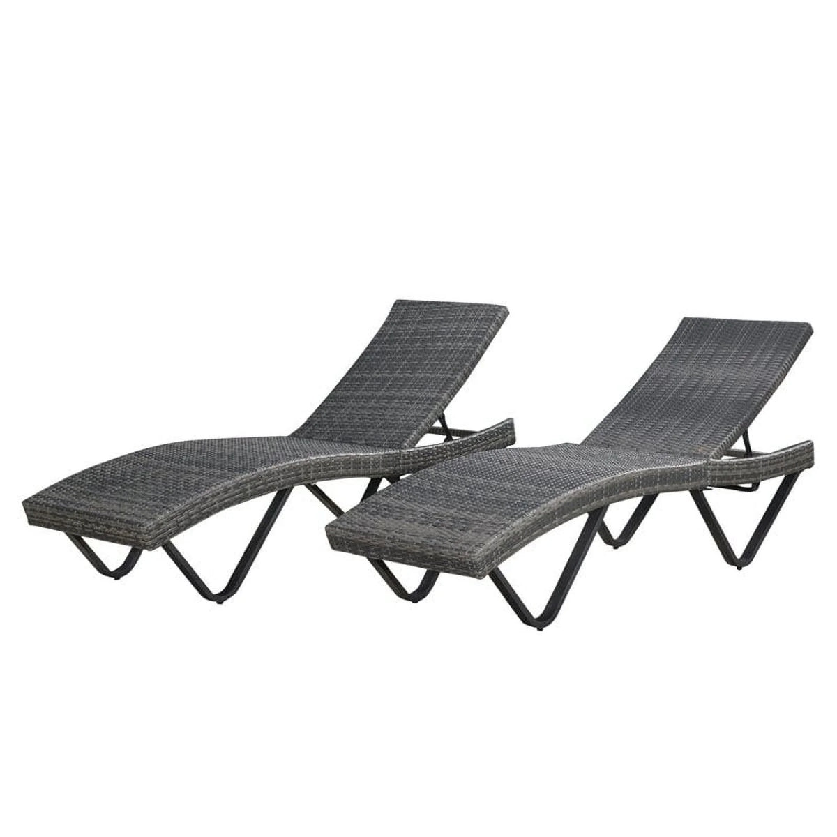 Gray Chaise Lounge Set of 2 D7614