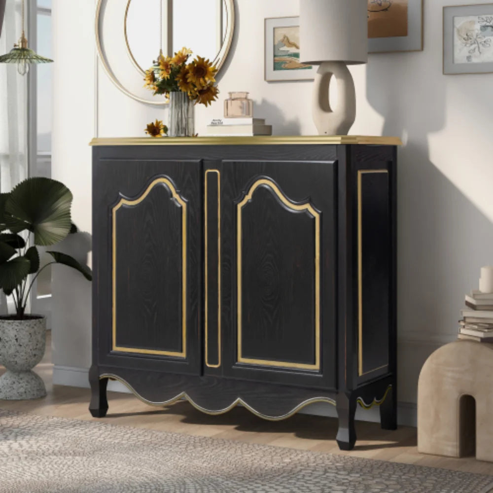 Black Storage Cabinet with 2 Doors W198