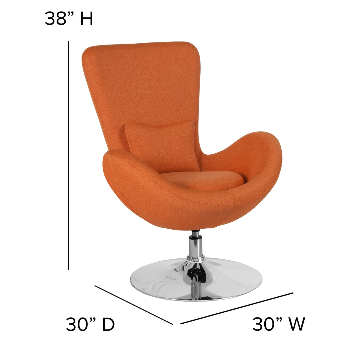Orange Fabric Upholstered Swivel Lounge Chair F1490