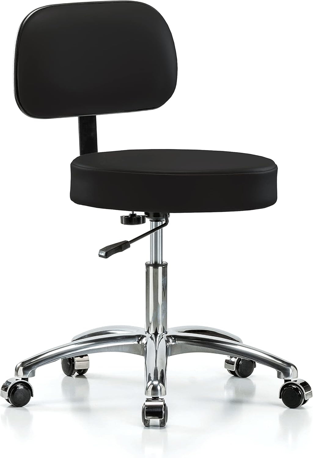 Chrome Height Adjustable Exam Stool with Back G27848