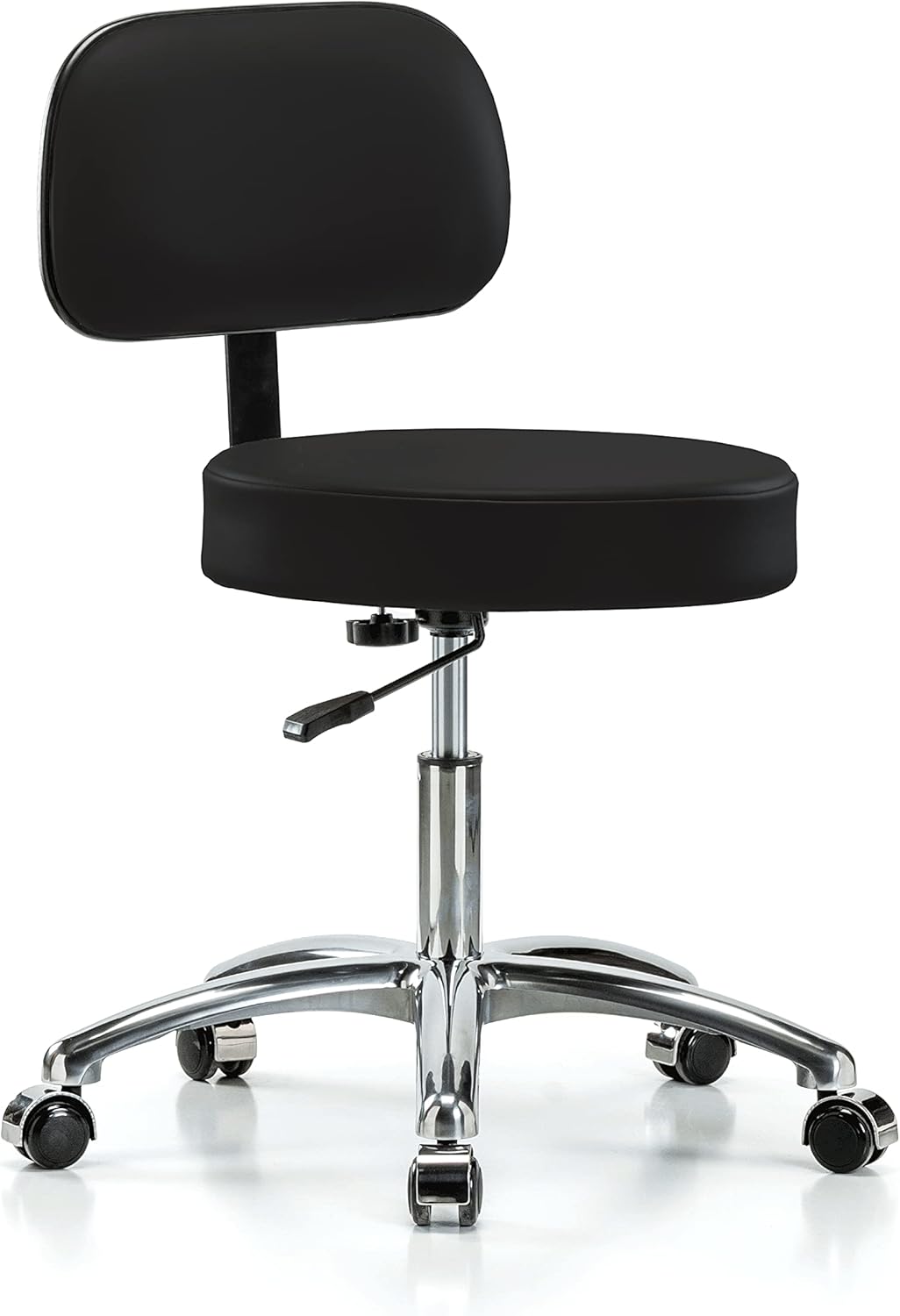 Chrome Height Adjustable Exam Stool with Back G27848