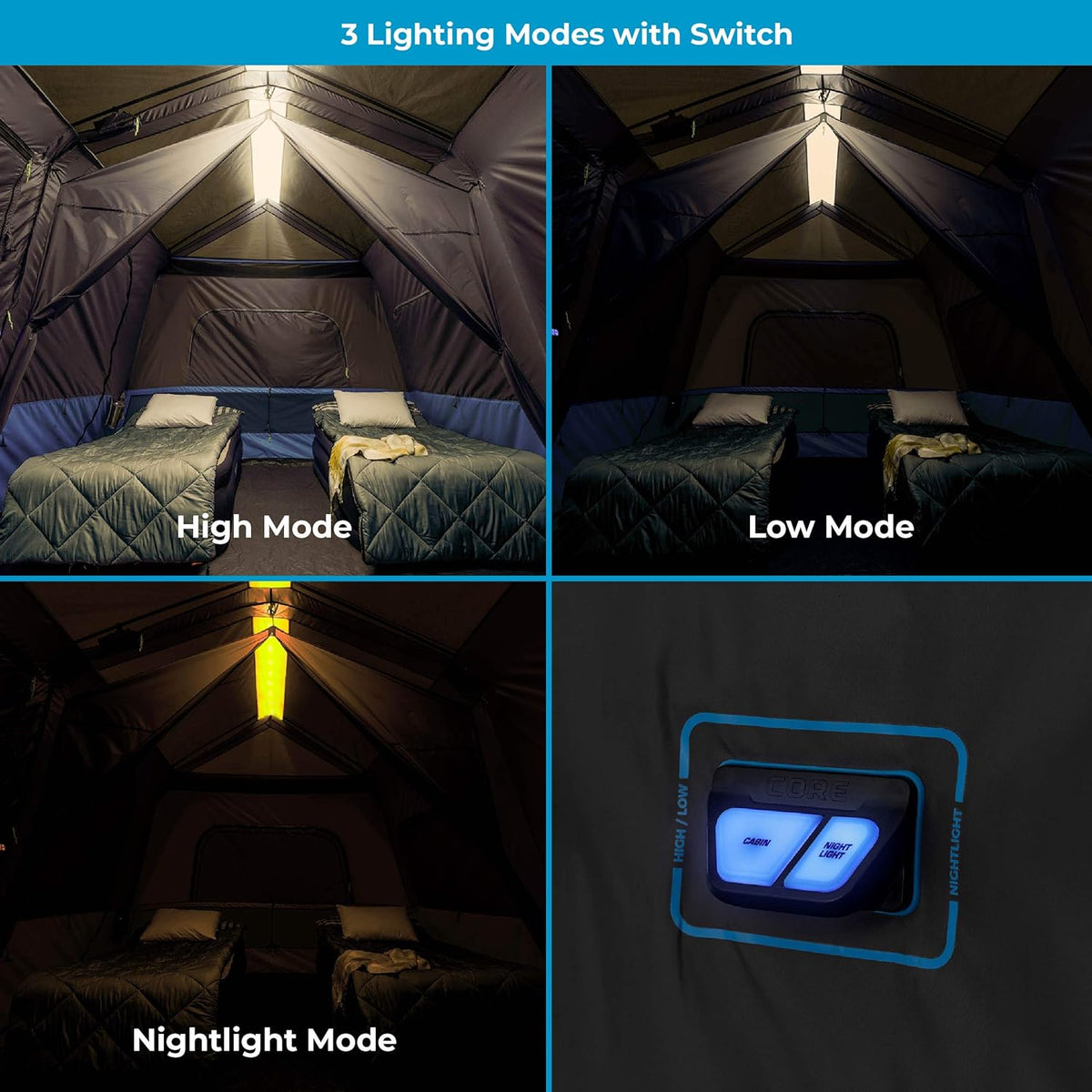 6 9 10 12 Person Lighted Instant Cabin Tents Q74524
