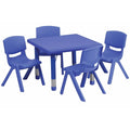 24'' Square Plastic Height Adjustable Activity Table Set with 4 Chairs L12509