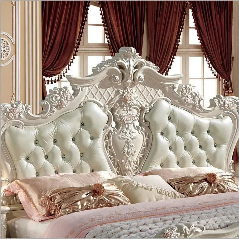 Solid Wood Leather Bed P89894