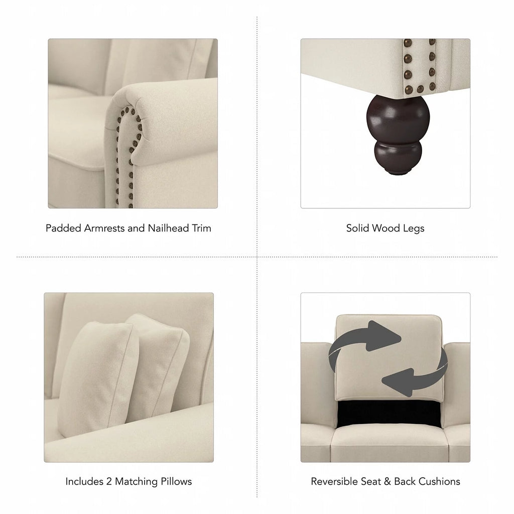 Cream Herringbone Fabric Sofa H553