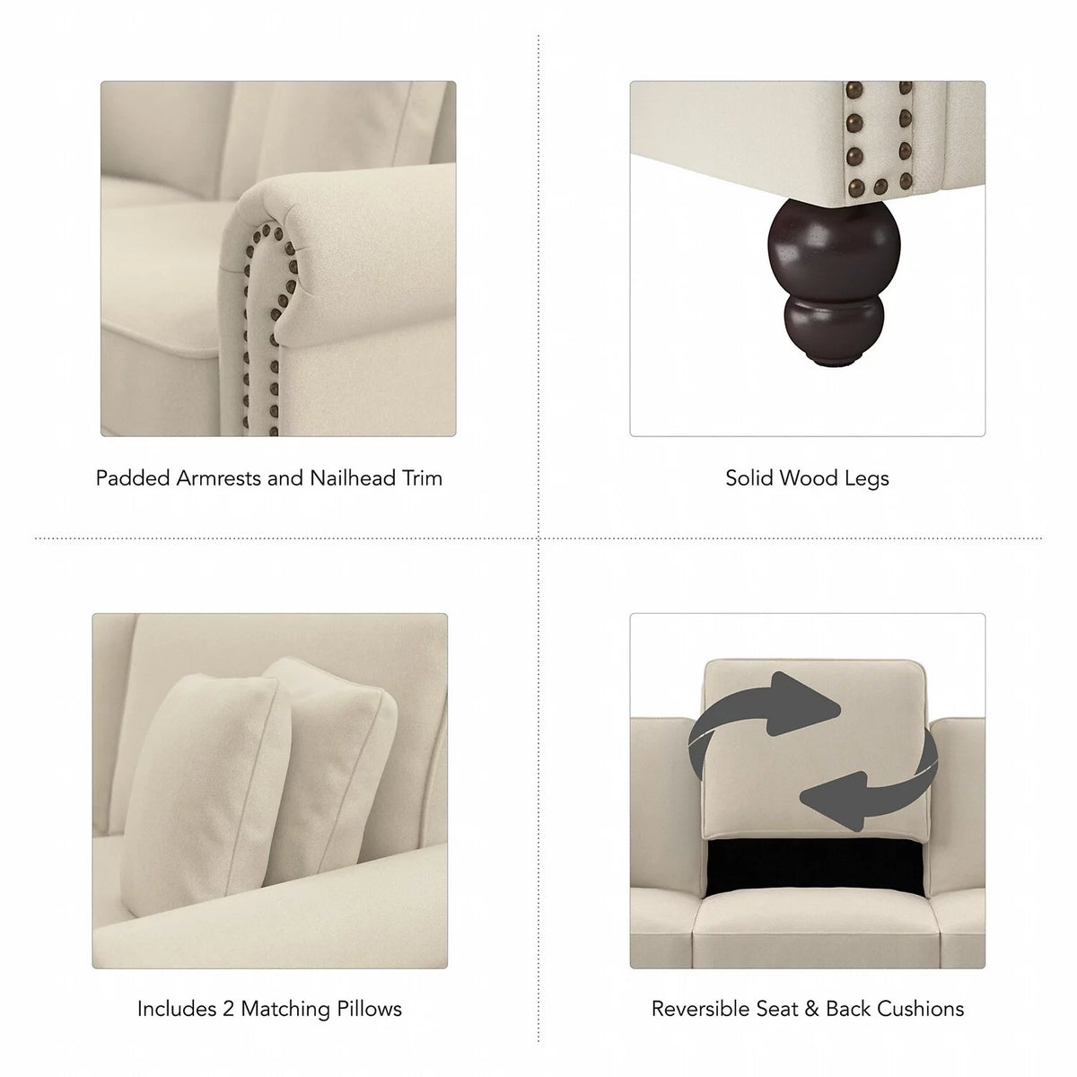 Cream Herringbone Fabric Sofa H553