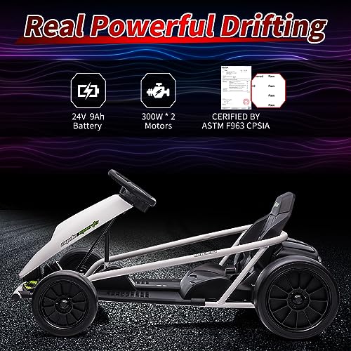 24V Kids Go Kart 300W*2 Motors 9Ah Battery 8.1MPH Ride On Toy P589736