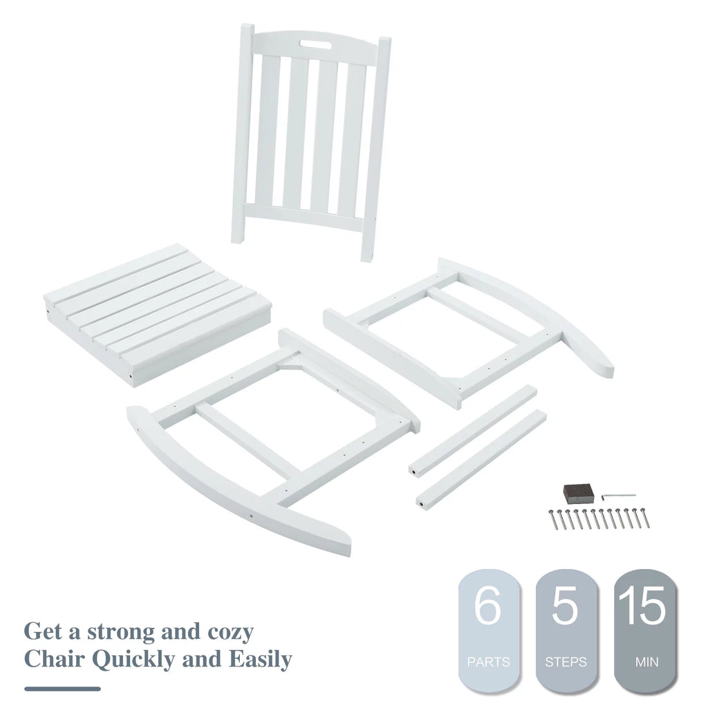 White Poly Lumber Rocking Chair with High Back D23554