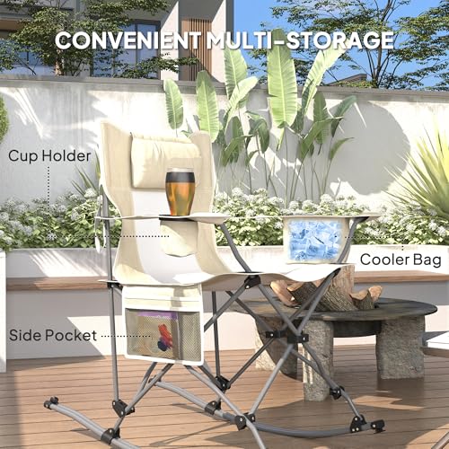 Black Folding Rocking Camping Chairs with Carry Bag, 2 Pack F945