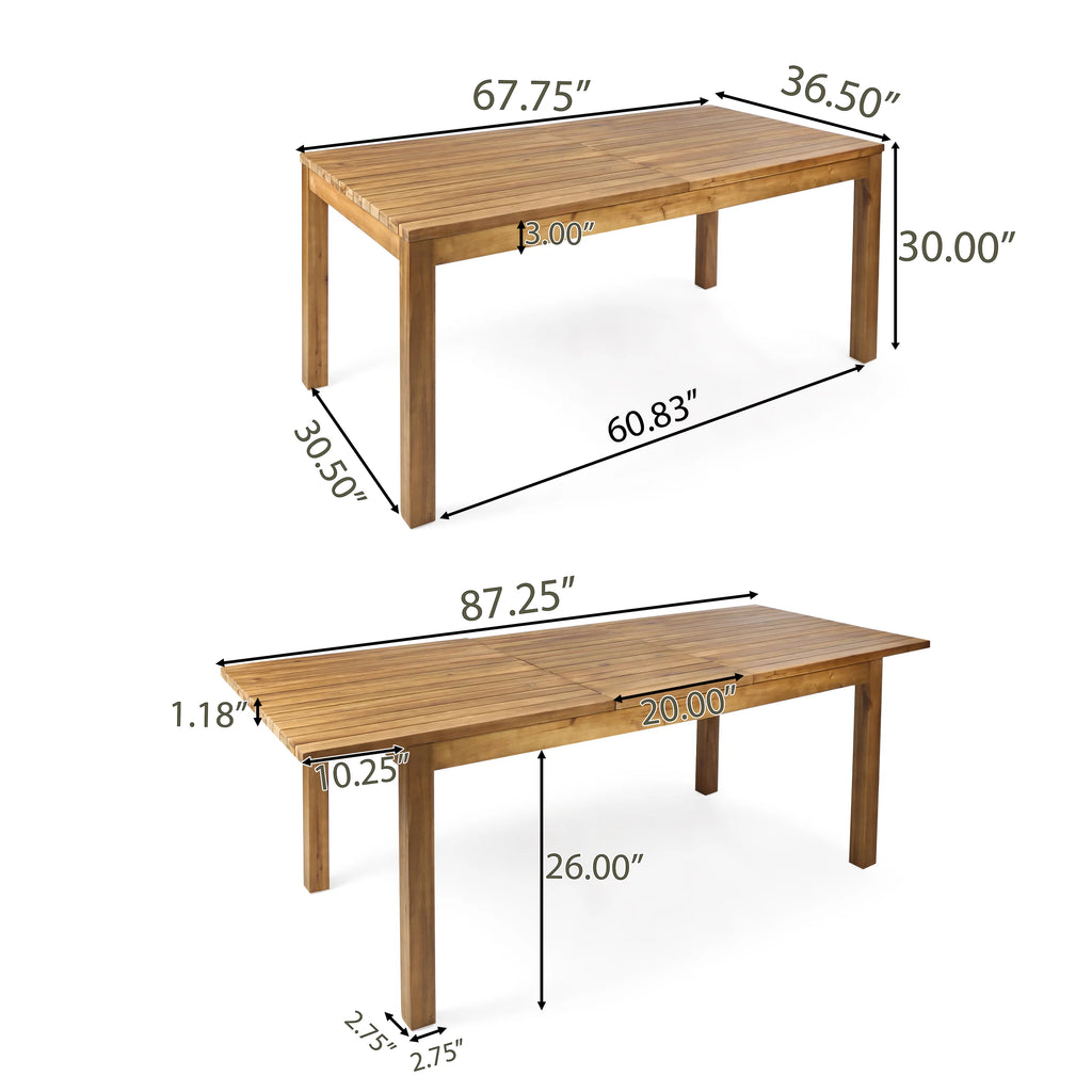 Acacia Wood 9 Piece Expandable Dining Set P6143