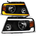 Sequential LED Strip Bar Black Housing Headlights With Amber Reflector P927