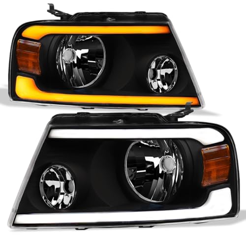 Sequential LED Strip Bar Black Housing Headlights With Amber Reflector P927