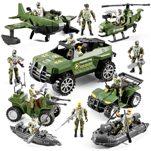 78-in-1 Army Men Toys Set with Military Truck Helicopter Kayak Boat Motorcycle Action Figures C31251