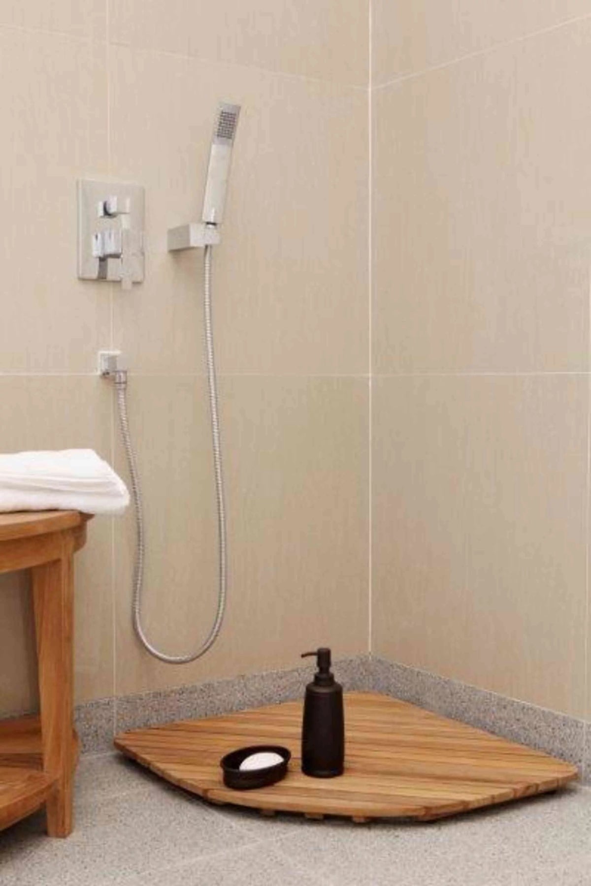 Teak Wood Corner Shower Mat K7372