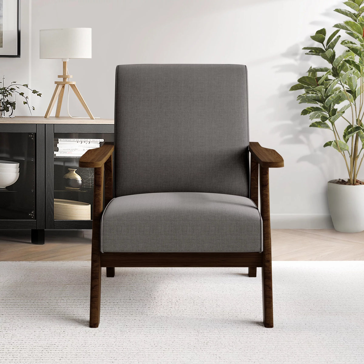 Dark Grey Upholstered Linen Accent Chair C51042