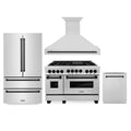48 in. Gas Range, Range Hood, 3 Rack Dishwasher, Refrigerator with Matte Black Accents S102