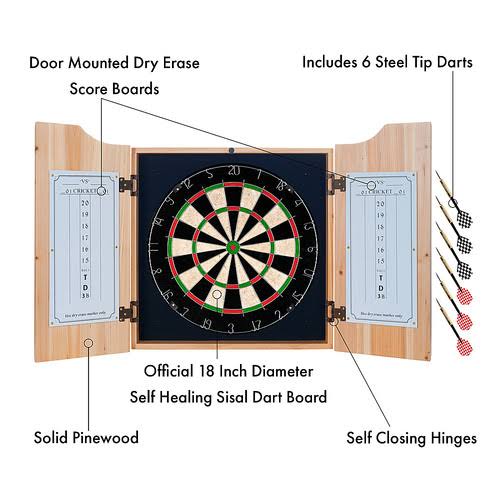 Dart Cabinet Set with Darts and Board S61210