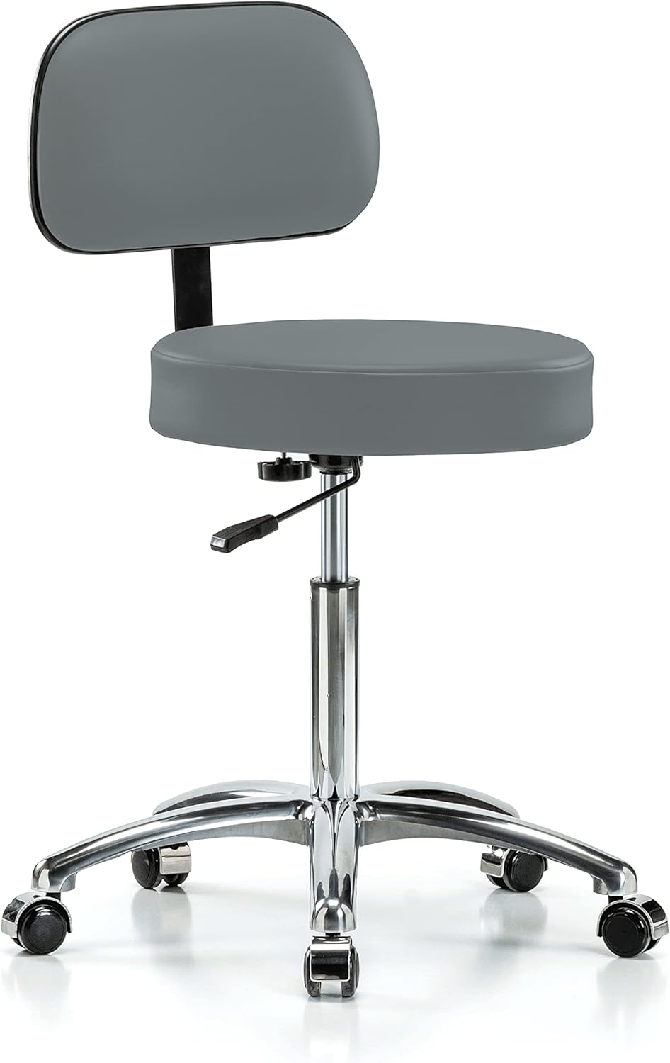 Chrome Height Adjustable Exam Stool with Back G27848